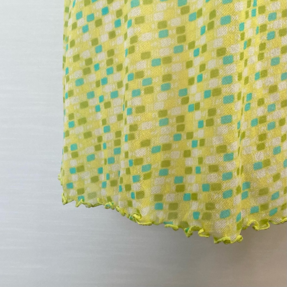 Y2K Victoria’s Secret Micro Mesh Lemon Lime Yellow Print Babydoll Slip Dress L - Picture 5 of 8